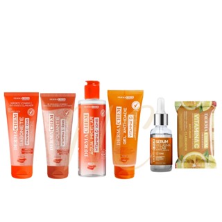 Kit Dermachem vitamina C + Sabonete + esfoliante + gel + serum clareador + lenco demaquialante