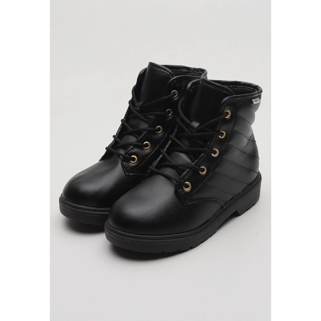 Bota Coturno Molekinha Infantil Matelassê Preta