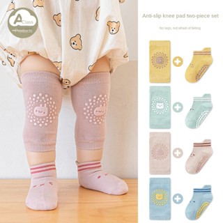 Joelheira Para Bebês Conjunto De Meias Antiderrapantes De infantil Kid Crawling Safety Floor Socks Kneepad Protetor Meninas