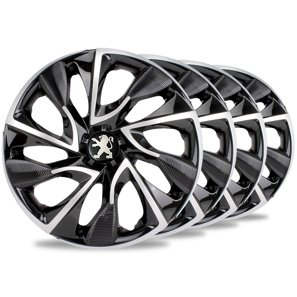 Jogo 4 Calotas Ds4 Aro 14 Black Silver Peugeot 206 207 307