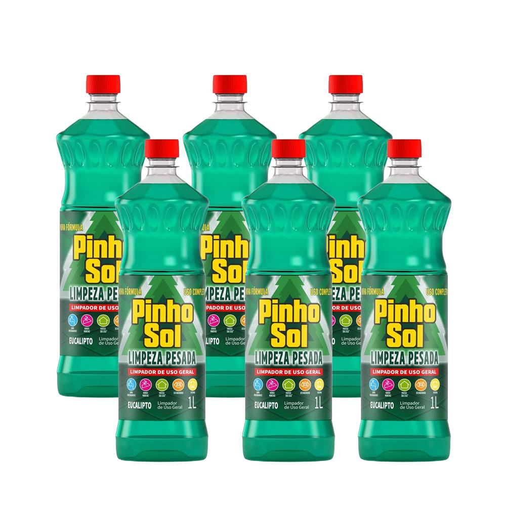 Kit 6 Limpador Pinho Sol Limpeza Pesada Eucalipto 1l em Oferta na Shopee