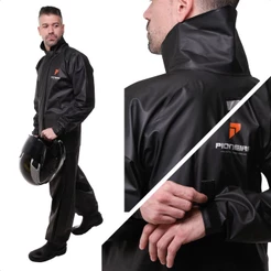 Capa de Chuva Motoqueiro Pioneira Combate PVC 0,28mm GG Masculina Preta c/ Gola - 2900-M-PRE-GG