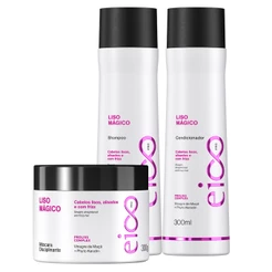 Eico Pro Liso Mágico Pós Progressiva Shampoo Condicionador 300ml + Máscara Capilar Tratamento 300g