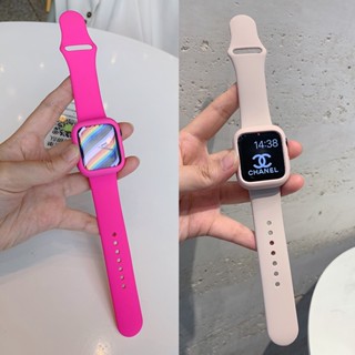 Faixa Com Estojo Para Relógio Apple Série 8 7 6 5 4 3 2 SE iwatch Tampa De silicone 38 40 42 44 41 45mm Ultra 49mm Cor Do Doce