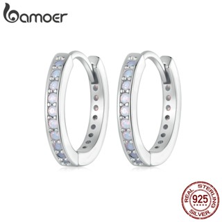 Bamoer 925 Prata Esterlina Clássica Brincos Opala Rosa Moda Jóias Elegantes Presentes Para Mulheres