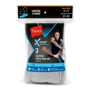 Kit Com 3 Pares Meias Sapatilha Cano Extra Curto Hanes