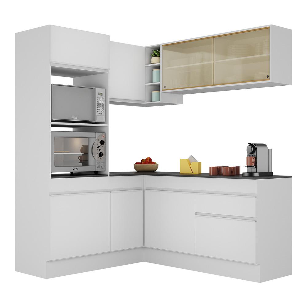 Armário de Cozinha Completa de Canto com Rodapé Veneza Multimóveis MP2098.891 Branco - Home & Living