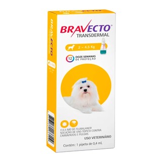 Antipulgas e Carrapatos MSD Bravecto Transdermal Cães 2 a 4,5kg 112,5mg em Oferta na Shopee