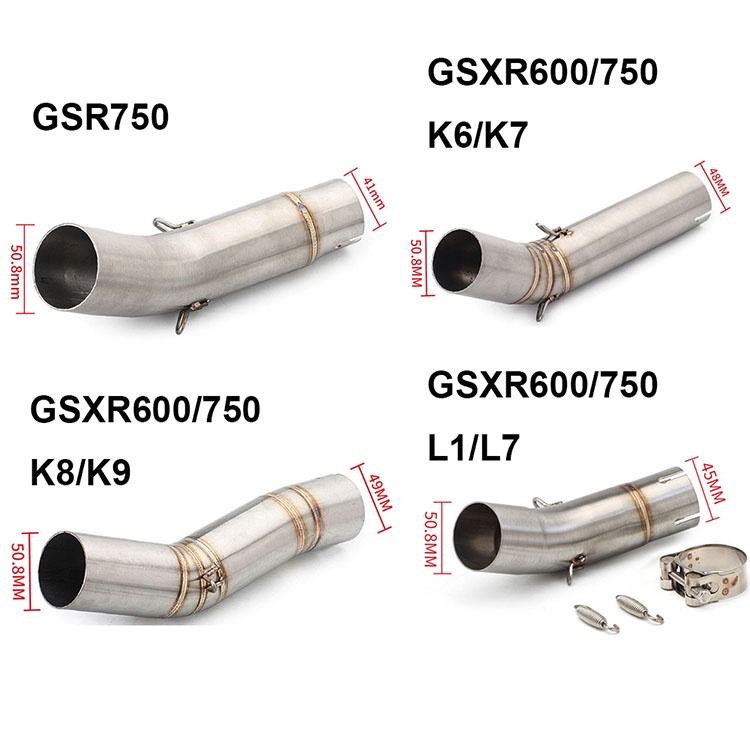 Tubo De Escape De Motocicleta Deslizante Para GSR750 GSXR600 K6 K7 K8 K9 Ligação Intermediária Conectar Ao Silenciador D