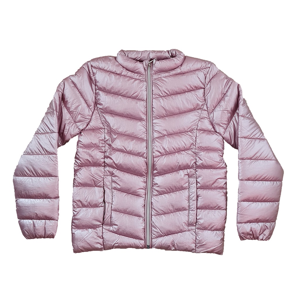 Jaqueta Metalizada Casaco Puffer Premium Microfibra Corta Vento Infantil Menina Tam 4 ao 12 Juvenil Feminina Tafetá