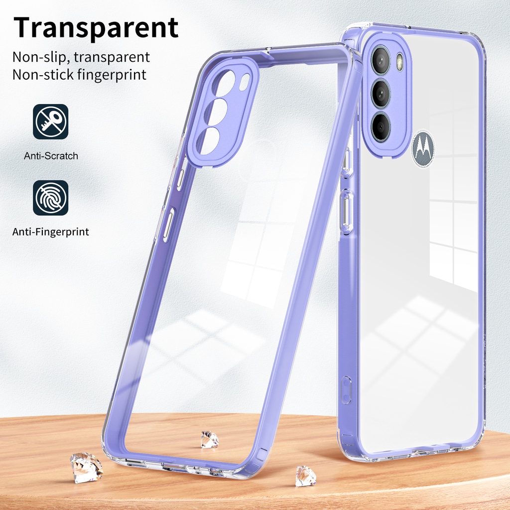 Luxo 3 Em 1 Capa Macia Transparente Para Motorola Moto G13 G23 G53 G73 G22 G42 G52 G62 G72 G82 Edge 40 Pro Candy Cores Amortecedora