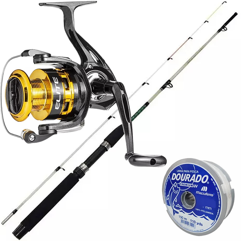 Molinete Elite 4000 + Vara Taue 1,80m + Linha Monofilamento