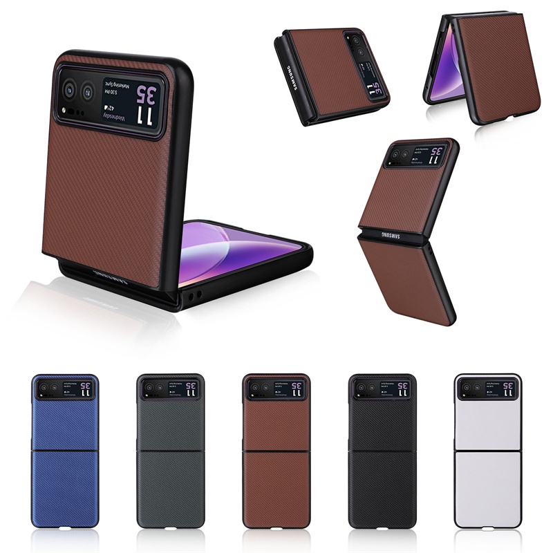 Motorola Para Moto Razr 40 2023 Capa Dura De Couro De Fibra De Carbono De Luxo À