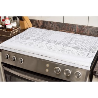 Capa para Fogão de Cozinha 6 Bocas Renda Branca