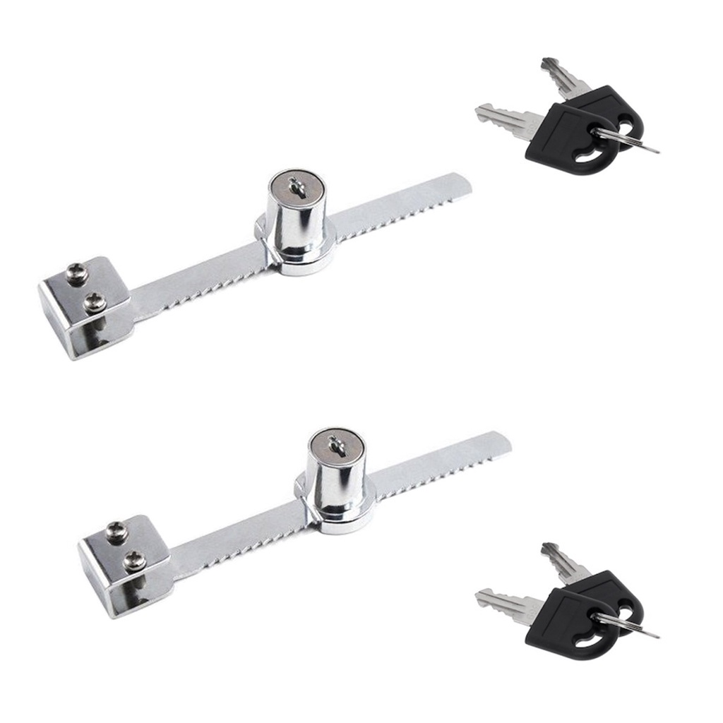 Kit Com 2 Fechadura Jacaré Trava para Vitrine Freezer Cristaleira Cromada