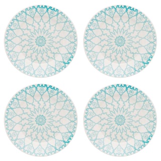 Kit Jogo 4 Pratos Sobremesa Biona Mandala em Cerâmica Decorada 18 cm - Oxford em Oferta na Shopee
