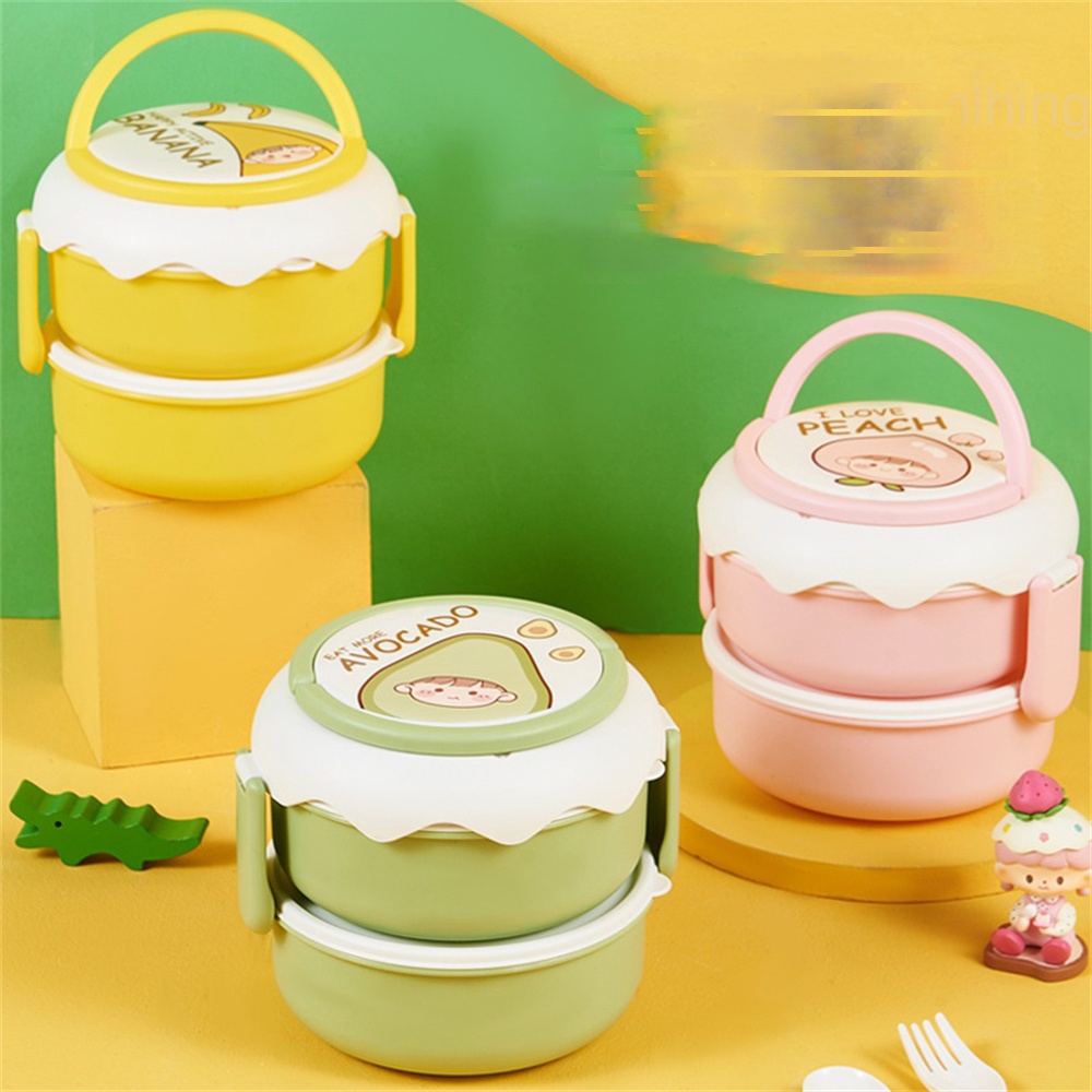 Lancheira Kawaii Portátil Para Crianças Em Idade Escolar Feminina Caixa Plástica Piquenique Bento Microondas Com Compartimentos Recipientes Armazenamento