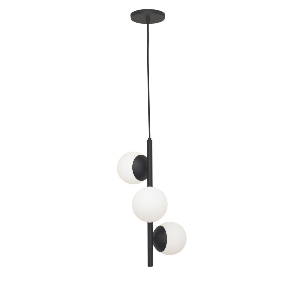 Pendente Jabuticaba Preto C/3 Esfera/bola/globo De Vidro.