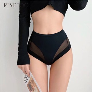 FINETOO Calcinha De Seda De Gelo Triangular De Malha Transparente Calça De Conforto Alto Elástico Ultrathin S-3XL Grande