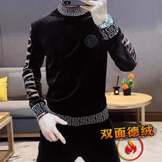 SG-New Style Camiseta Masculina De Manga Comprida Colarinho Meio Alto Outono De Inverno De Fundo Masculino