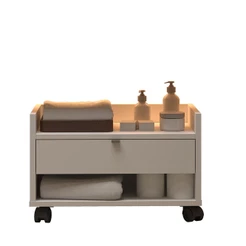 Gabinete Armário Para Banheiro Com Rodízios Off White