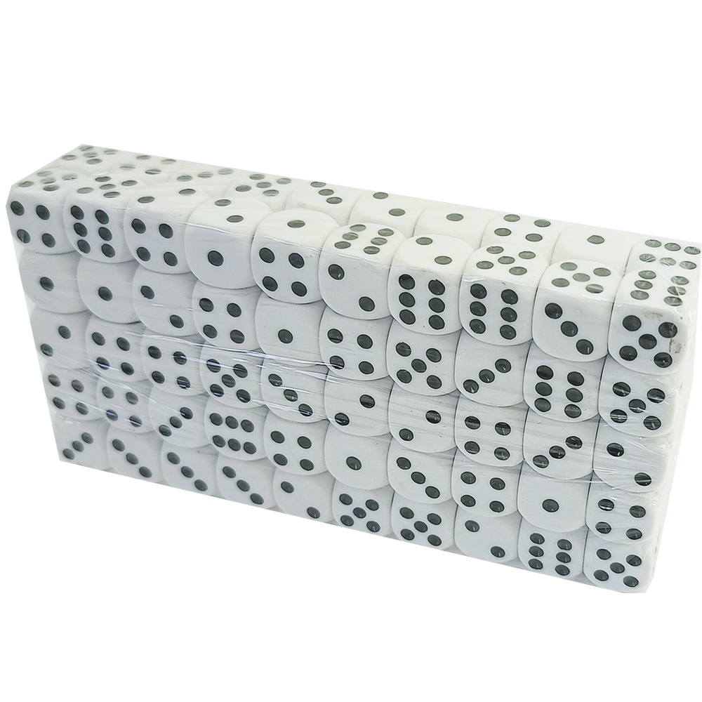 Dados Brancos 16mm Padrão 6 Lados - Kit Com 100 Unidades
