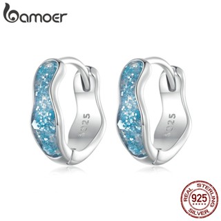 Bamoer 925 Brincos De Prata Azul Sterling Suaves Estilo Coreano Jóias Senhora Aniversário SCE1614