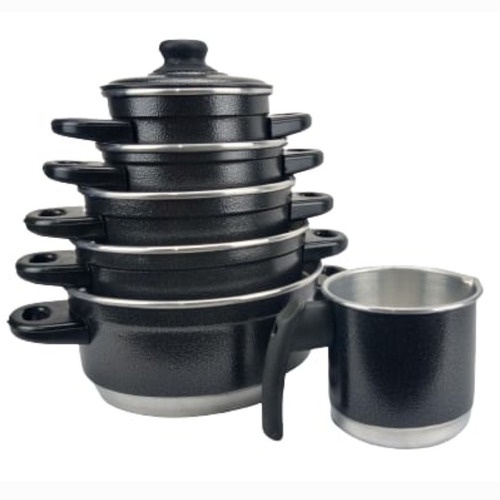 Jogo De Panela 6 Peças Em Alumínio Extra Forte Preta em Oferta na Shopee