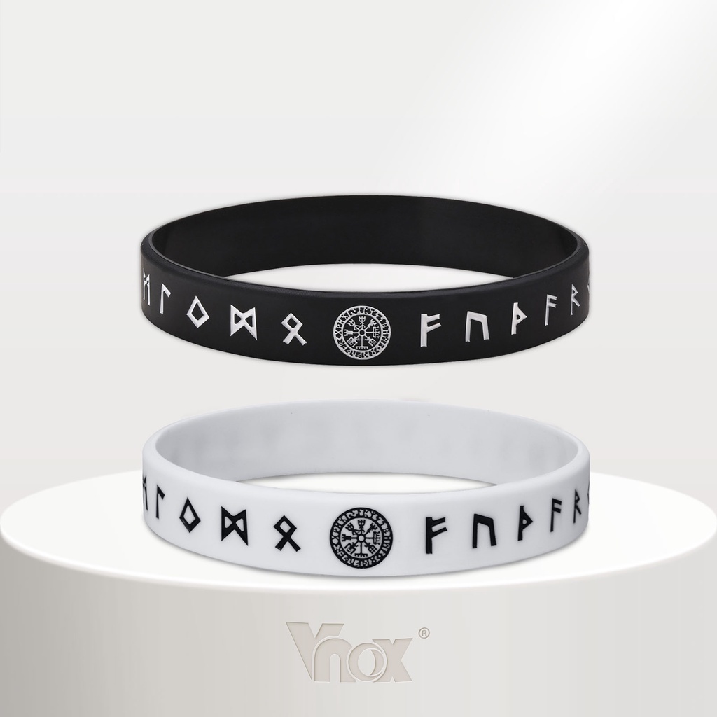 VNox Fashion Casual Men's 12mm Silicone Bracelet , Pulseira De Borracha Macia Nordic Viking Compass Jóias Masculinas