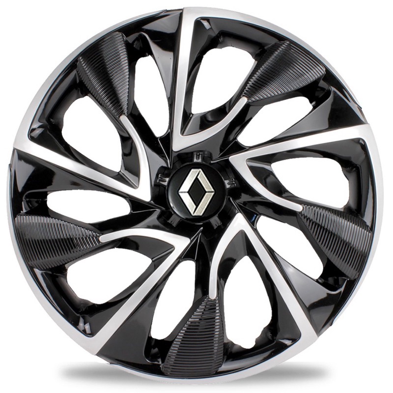 Jogo 4x Calota Ds4 Aro 14 Preta/Prata Renault Kwid