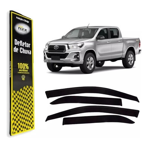 Calha de Chuva Defletor Toyota Hilux 2016 a 2021 4 Portas Ecoflex