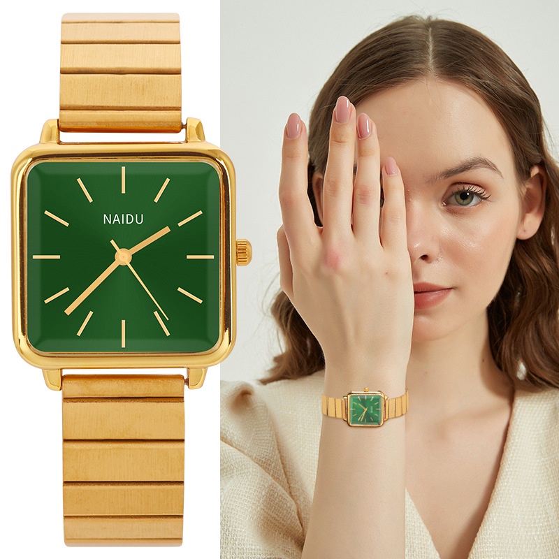 Relógio De Pulso Feminino Vintage Dourado De Luxo Quartzo De Aço Inoxidável