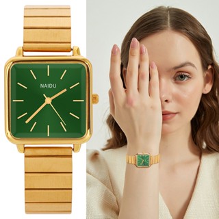 Relógio De Pulso Feminino Vintage Dourado De Luxo Quartzo De Aço Inoxidável