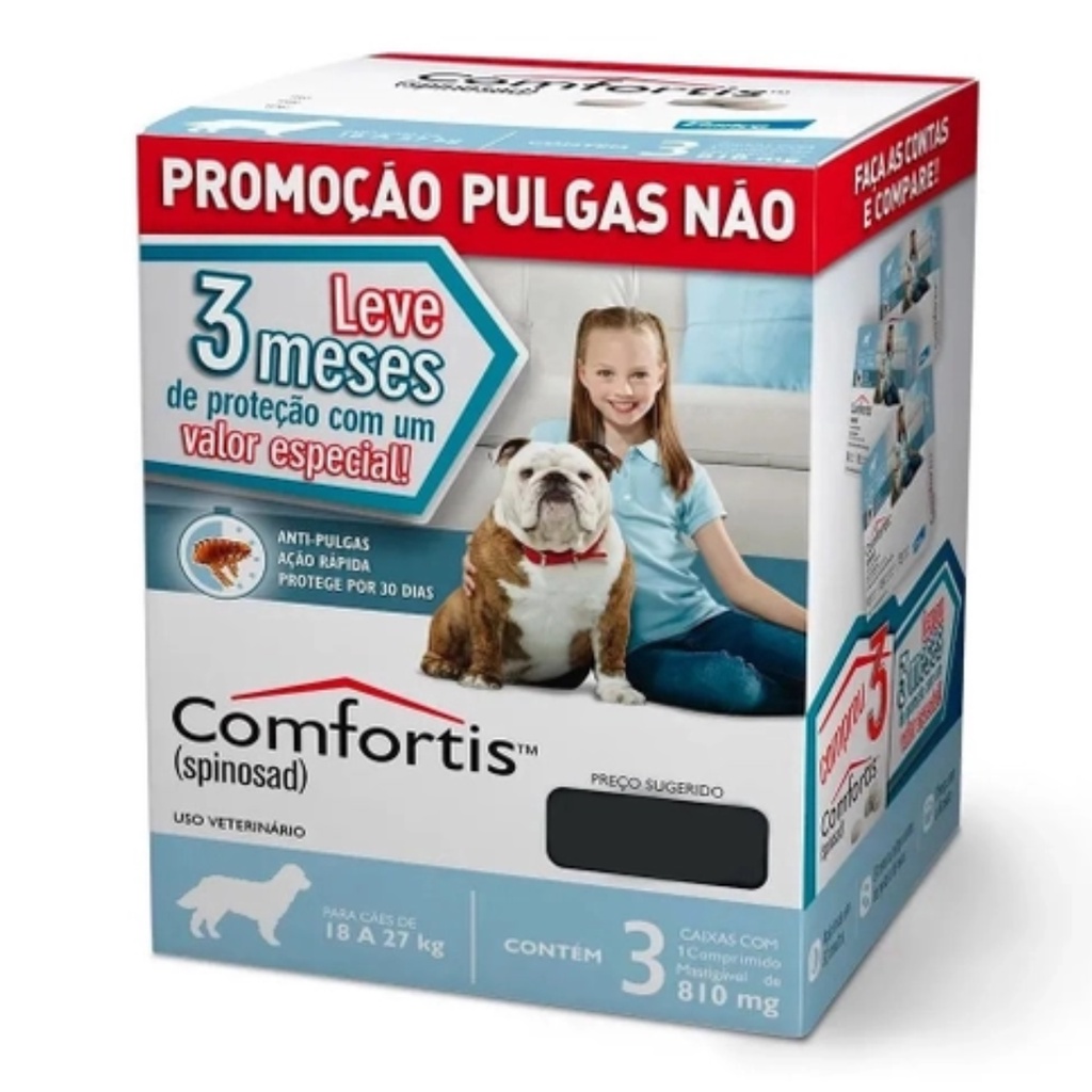 3 Comfortis 810mg  Antipulgas Cães  18 a 27kg - Pets