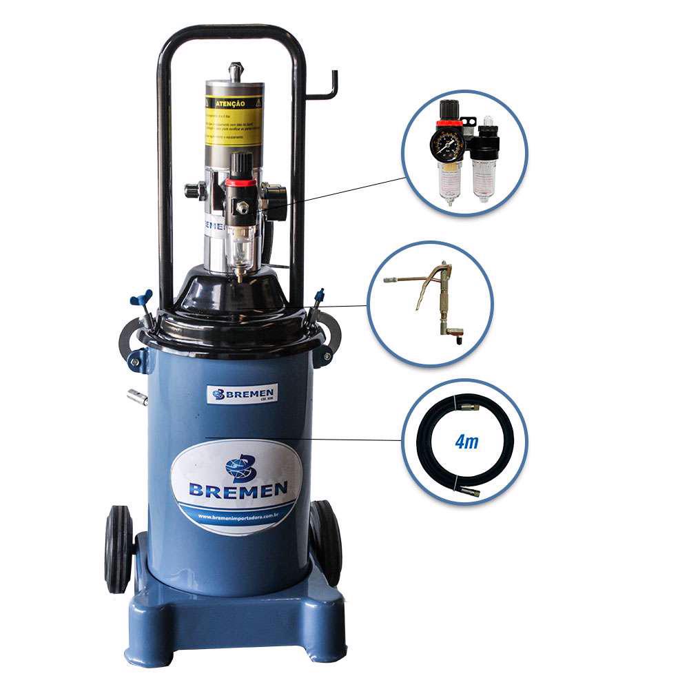 Bomba Propulsora Pneumática Móvel p/ Graxa 12 KG Completa 8595 BREMEN - Home & Living