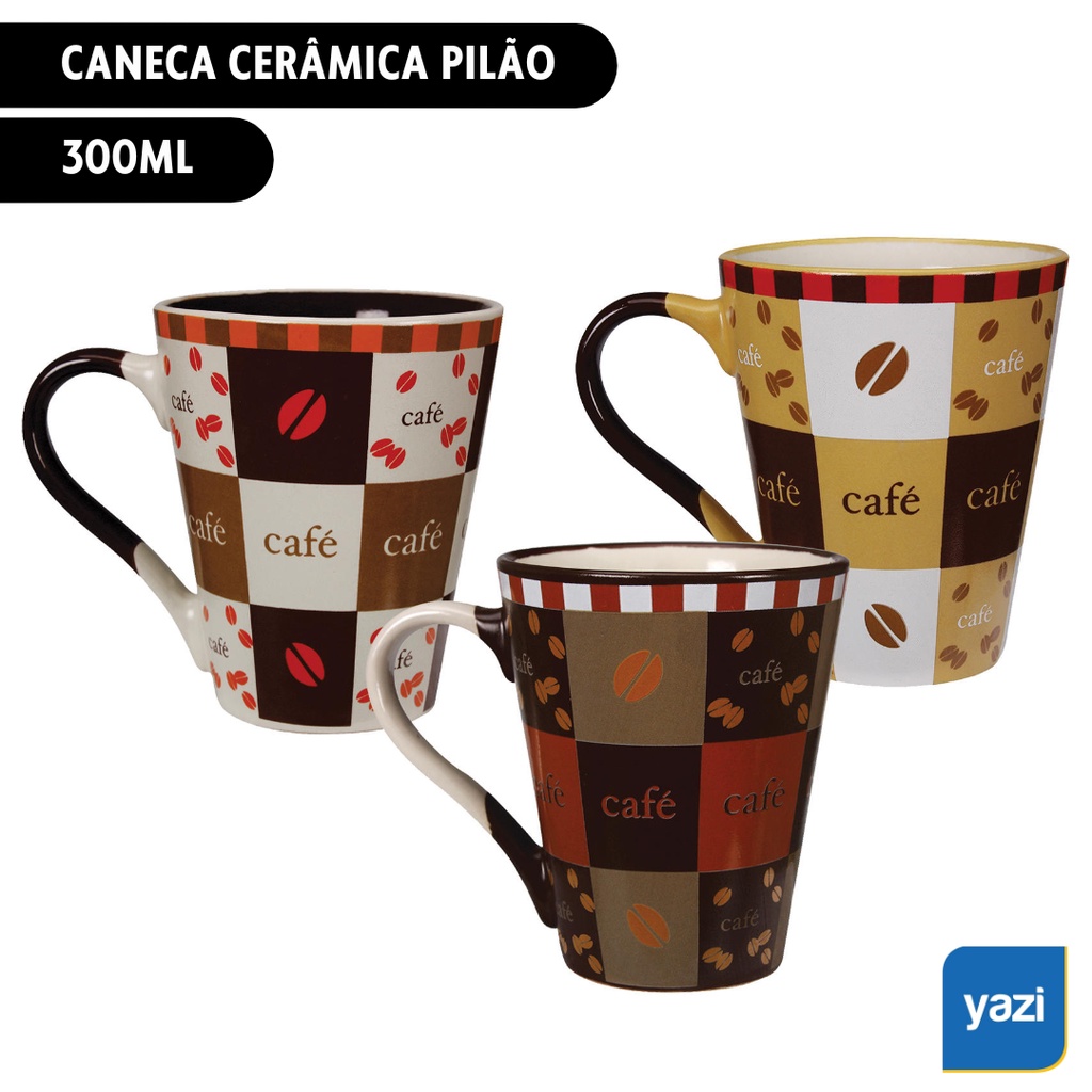 Caneca de Cerâmica 300ml Pilão Café Tuut