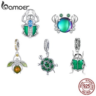 Bamoer 925 Sterling Silver Green Pingentes Interessantes Com Padrão De Caranguejo Tartaruga Para Pulseiras SCC2432