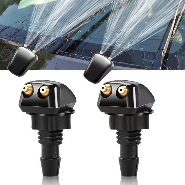 2 Pcs/Set Carro Bocal Do Limpador De Pára-Brisas Dianteiro Universal/Jato De Água/Ferramentas Automotivas Pretas Duráveis Acessórios Para Carros/Kit De Ventilador De Aspersão