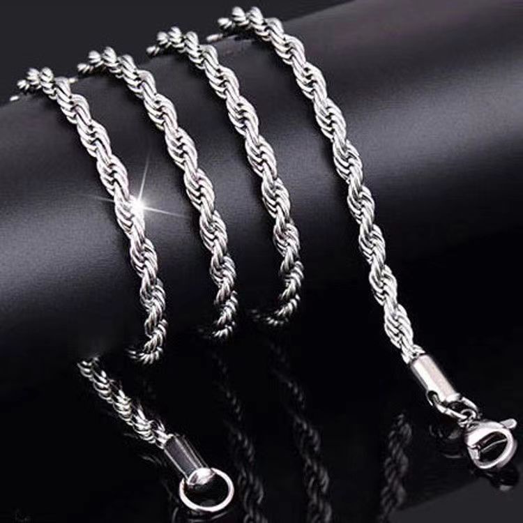 Corrente Trançada Baiana em Aço Inoxidável 316L Masculina/Feminina Dourada e Prateada em Oferta na Shopee