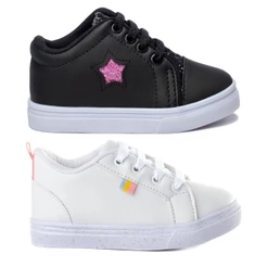 Kit 2 Pares Tenis Infantil Casual Feminino Baby Funfy 3056A