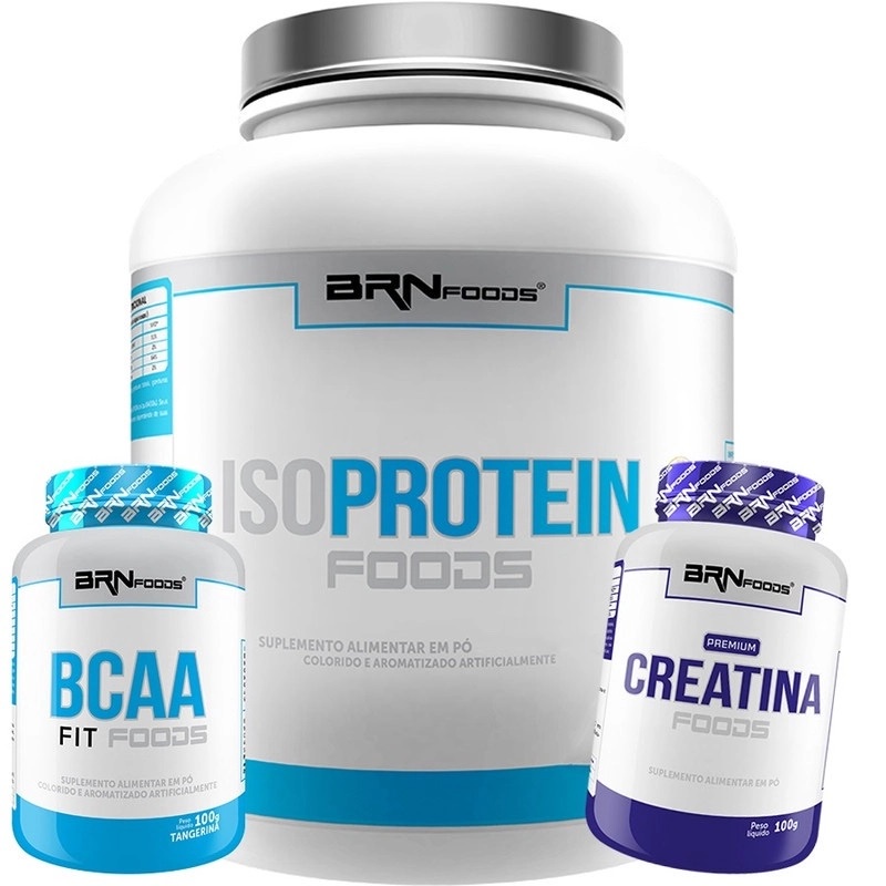 Kit Whey Protein Iso Protein Foods 2kg + Creatina + BCAA - BRN FOODS - Proteínas Isoladas