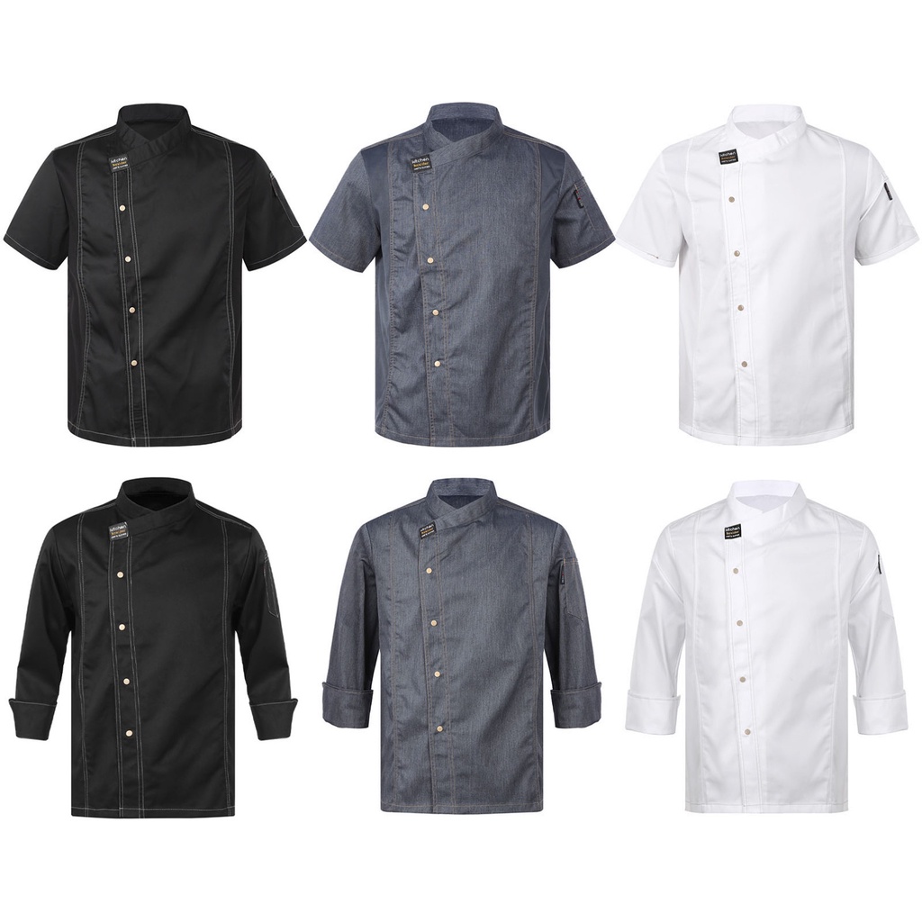 Yeahdor Masculino Feminino Unissex Cozinha Uniforme De Trabalho Chef Casaco Cozinhar Jaqueta Hotel Restaurante Cantina B em Oferta na Shopee