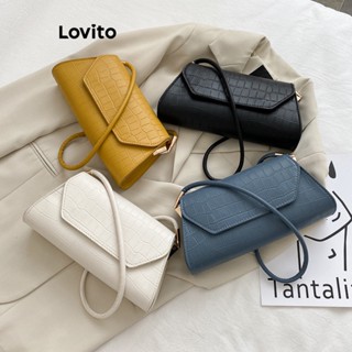 Lovito Bolsa Baguette de Metal de Cores Sólidas Casuais para Mulheres L60AD127 (Branco/Azul/Amarelo/Preto)