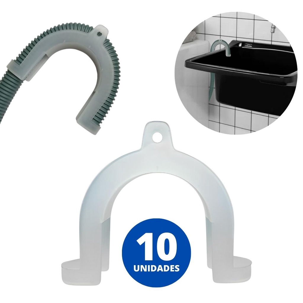 Suporte Curva Para Mangueira Saída Água Máquina De Lavar Universal | Ledmang | Kit 10 Un