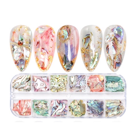 Kit Estojo Com 12 Madre Perola Furta Cor Para Decoração De Unhas