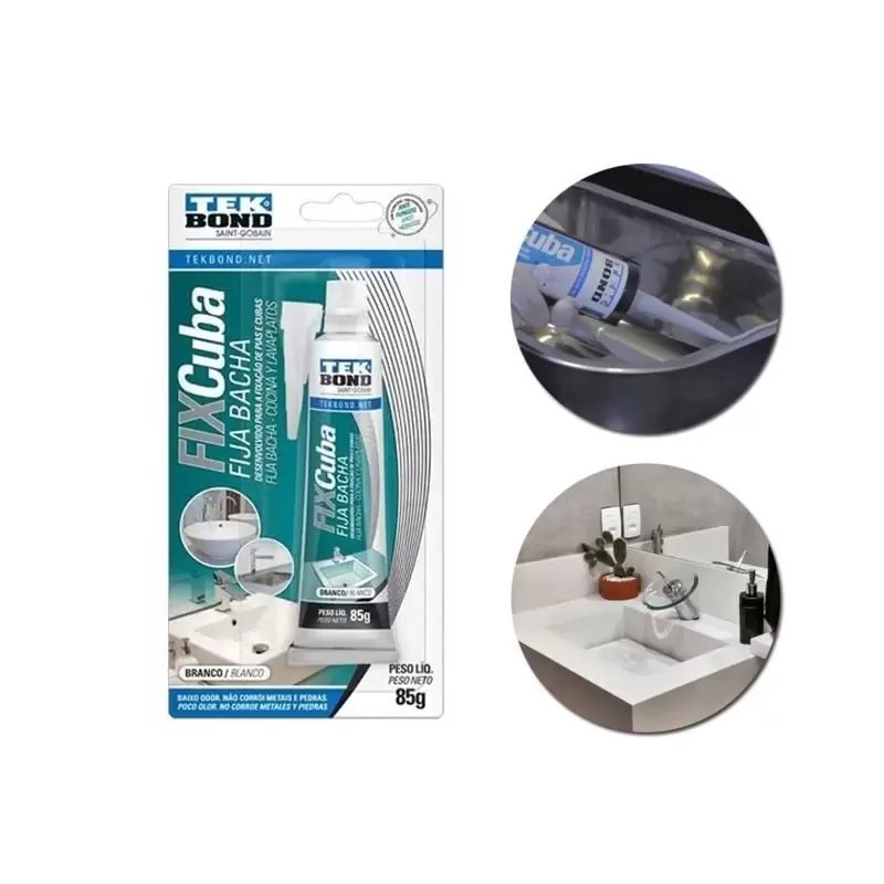 Cola Fixa Cuba Pia Inox Granito Mármore Porcelana Vidro 85g