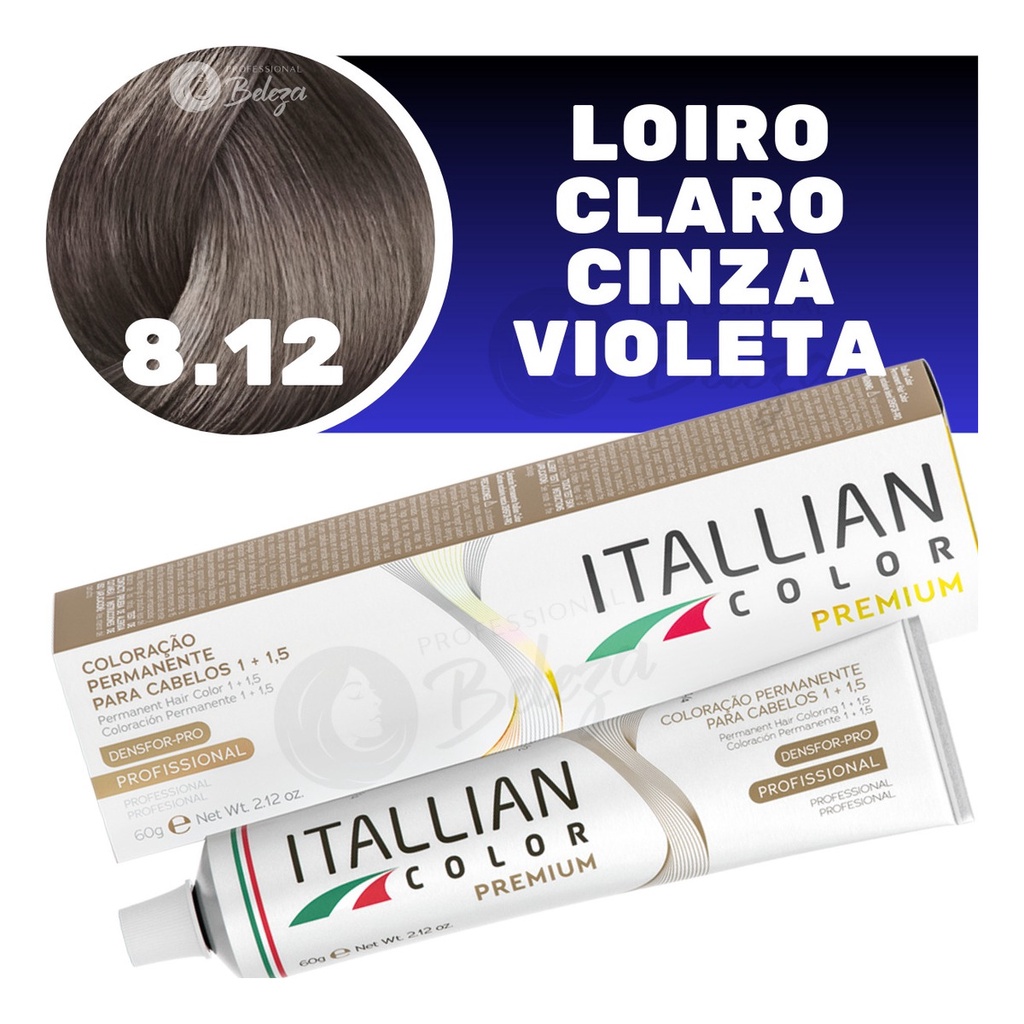 Coloração Itallian Color Louro Claro Cinza Violeta 8.12 60g em Oferta na Shopee