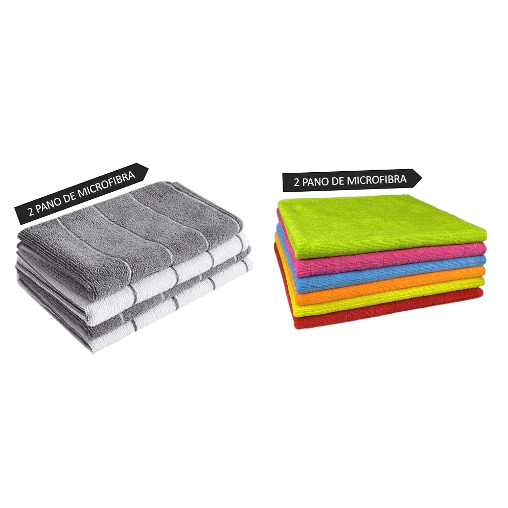 Kit 2 Super Pano Chão Grande+ 2 Flanela Multiuso Microfibra em Oferta na Shopee