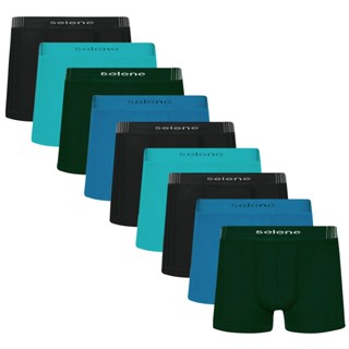 Kit com 9 Cuecas Infantil Boxer Sem Costura Microfibra Selene