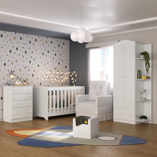 Quarto Infantil Completo com Poltrona de Amamentação e Puff Multimóveis MP4086